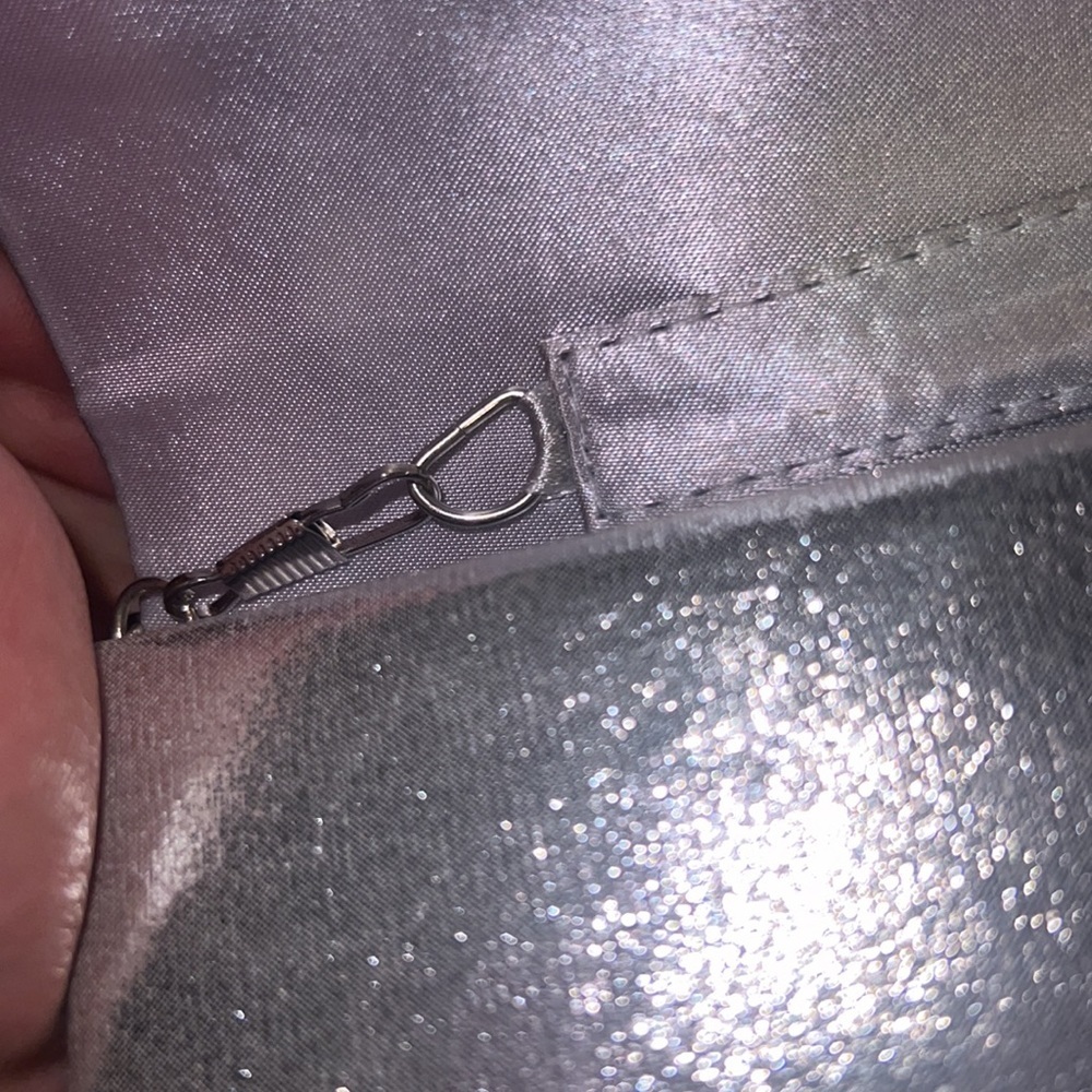 Silver formal classy clutch handbag small 8” purse removable chain link strap​ - Picture 8 of 14
